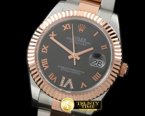 롤렉스 SS/RG Oyster Fluted Grey Roman Asian Eta 28362 -R2DJ0186D