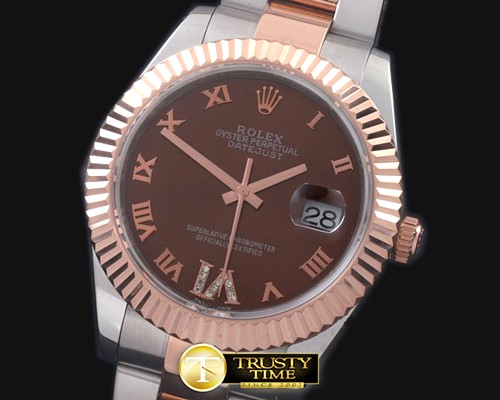 롤렉스 SS/RG Oyster Fluted Brown Roman Asian Eta 28362 -R2DJ0186E