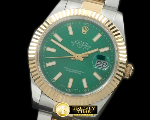 롤렉스 SS/YG Oyster Fluted Green Sticks Asian Eta 28362 -R2DJ0187I