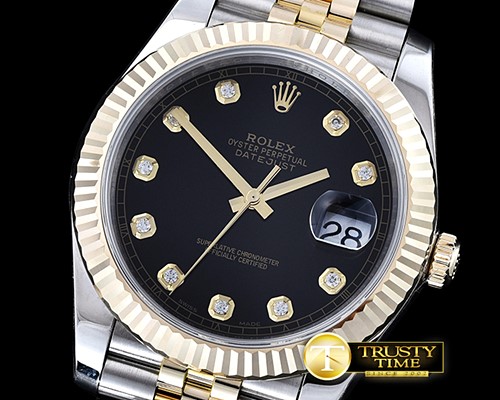 롤렉스 DateJust 2 Wrap YG/SS Flt Blk Diams Jub Noob A3235 -R2DJ0198A