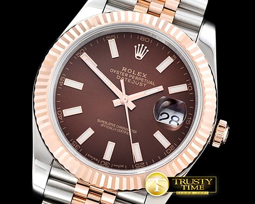 롤렉스 DJ2 41mm 18K Wrapped RG/SS Brown Noob A3235 Mod -R2DJ0200A