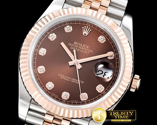 롤렉스 DJ2 41mm 18K Wrapped RG/SS Brown Diam Noob A3235 Mod -R2DJ0200B