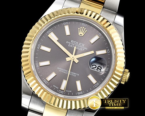 롤렉스 DJ2 41mm Oyst YG/SS Rhodium Grey Stk BP A3136 Mod -R2DJ0202E
