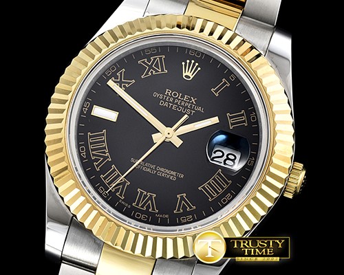 롤렉스 DJ2 41mm Oyst Flt YG/SS Blk Roman BP A3136 Mod -R2DJ0203E