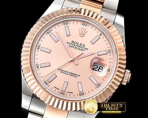 롤렉스 DJ2 41mm Oyst Flt RG/SS Rose Gold Stk BP A3136 Mod -R2DJ0205B