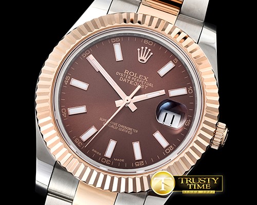 롤렉스 DJ2 41mm Oyst Flt RG/SS Brown Stk BP A3136 Mod -R2DJ0205H