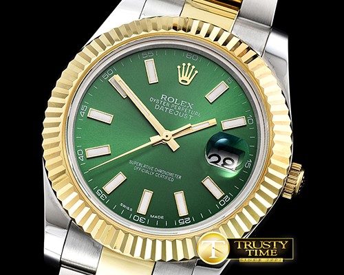 롤렉스 DJ2 41mm Oyst Flt YG/SS Green Stick BP A3136 Mod -R2DJ0213A