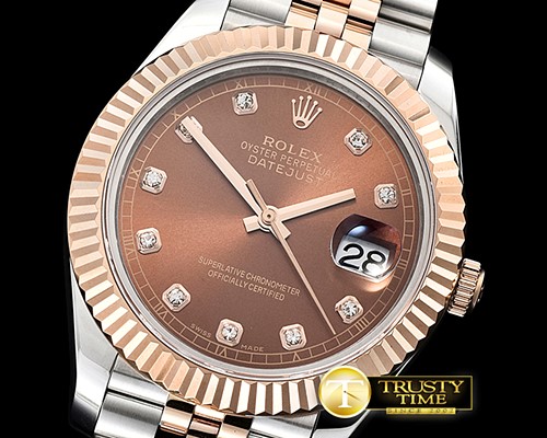 롤렉스 DJ2 41mm Jub Flt RG/SS Brown Diams BP Swiss 2836 -R2DJ0219D