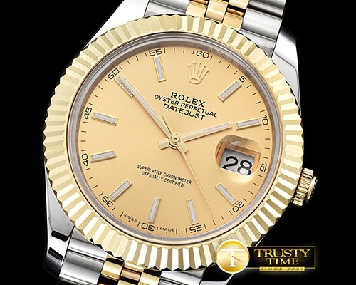 롤렉스 DJ2 41mm Jub Flt YG/SS Gold Stick BP Swiss 2836 -R2DJ0220A