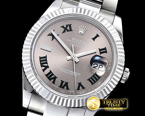 롤렉스 DJ2 41mm Oyt Flt SS/SS Grey Roman BP Asia 2813 -R2DJ0237A