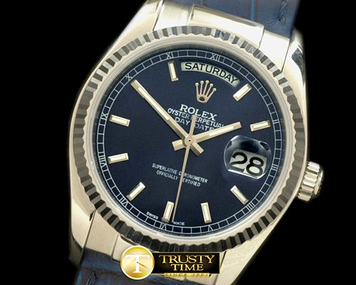 롤렉스 DayDate Fluted Midnight Blue SS/LE Asian Eta 2836/313 -RDD0174B