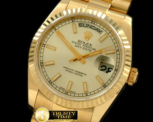 롤렉스 DayDate Fluted Silver YG/YG Asian 2813 28800 -RDD0176C