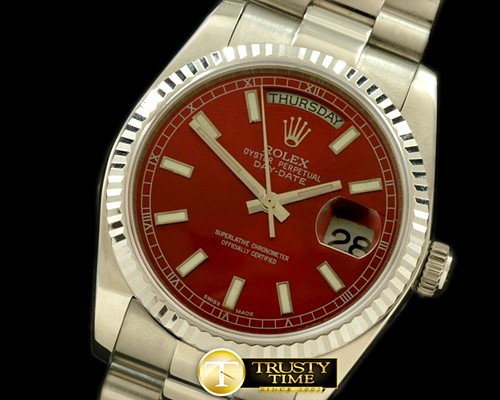롤렉스 DayDate Fluted Burgundy SS/SS Swiss Eta 2836/3186 -RDD0180B