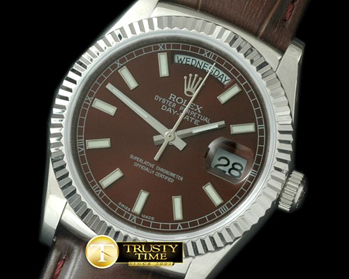 롤렉스 DayDate Fluted Brown SS/LE Asian Eta 2836 -RDD0189B