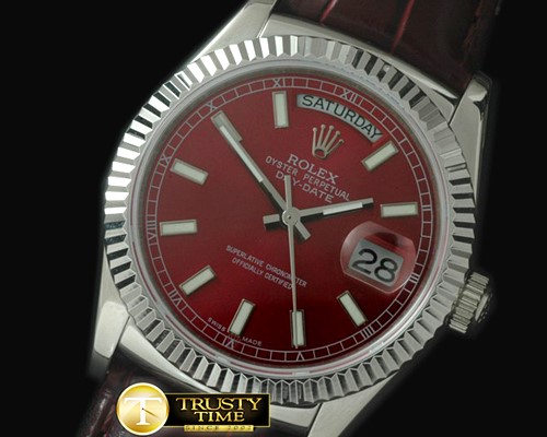 롤렉스 DayDate Fluted Burgundy SS/LE Asian Eta 2836 -RDD0189C