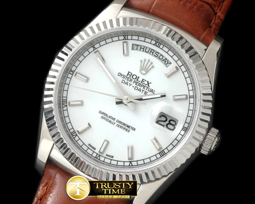 롤렉스 DayDate Fluted White SS/LE Asian Eta 2836 -RDD0189D