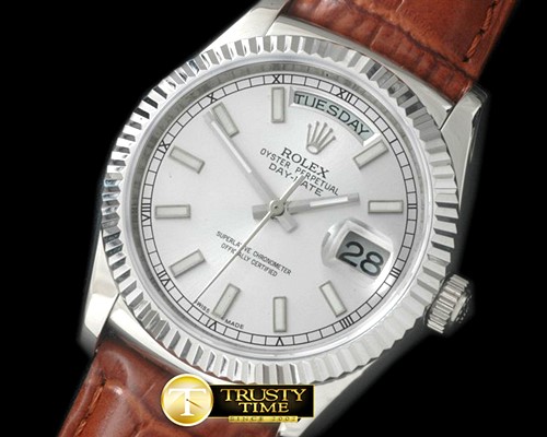 롤렉스 DayDate Fluted Silver SS/LE Asian Eta 2836 -RDD0189E