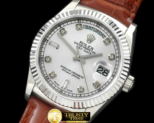 롤렉스 DayDate Fluted Silver Diam SS/LE Asian Eta 2836 -RDD0189G