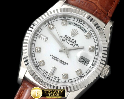 롤렉스 DayDate Fluted White Diam SS/LE Asian Eta 2836 -RDD0189H