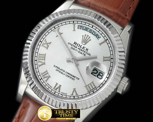 롤렉스 DayDate Fluted Silver Roman SS/LE Asian Eta 2836 -RDD0189K