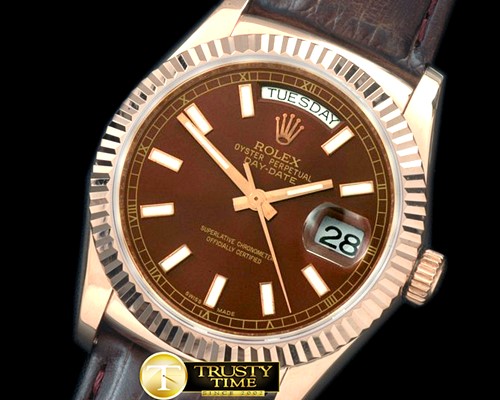 롤렉스 DayDate Fluted Brown RG/LE Asian 2813 -RDD0192B