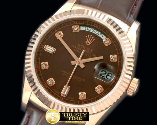 롤렉스 DayDate Fluted Brown Diam RG/LE Asian 2813 -RDD0192C