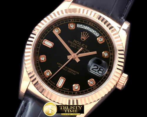 롤렉스 DayDate Fluted Black Diam RG/LE Asian 2836 -RDD0193E