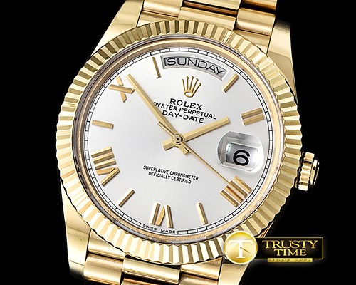 롤렉스 DayDate Fluted Silver RG/LE Asian 2813 -RDD0196A