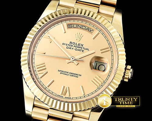 롤렉스 DayDate 228206 YG/YG Gold Roman BP Swiss 2836 -RDD0196D