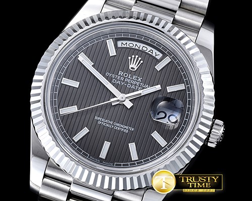 롤렉스 DayDate 40mm SS/SS Black Tux Fluted Noob A3255 Mod -RDD0202B