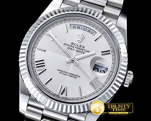 롤렉스 DayDate 40mm SS/SS White Roman Fluted Noob A3255 Mod -RDD0202F