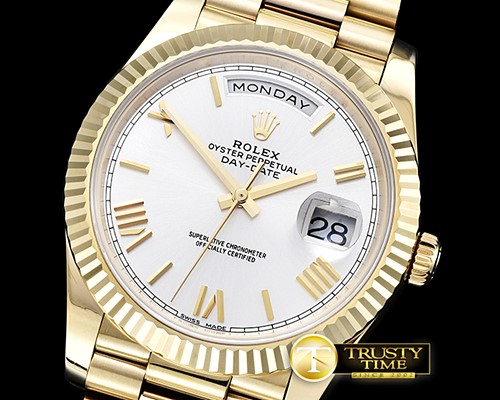 롤렉스 DayDate 40mm Flt YG/YG Silv Wht Roman Noob A3255 Mod -RDD0205A