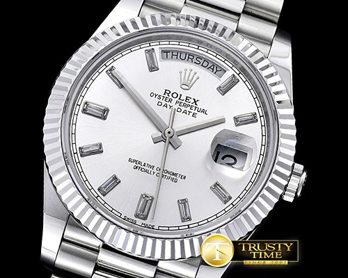 롤렉스 DayDate 228206 Flt SS/SS Silv Wht Diam BP Swiss 2836 -RDD0206C