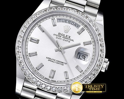 롤렉스 DayDate 228206 SS/SS Silv Wht Diam Baug BP A3255 Mod -RDD0207F