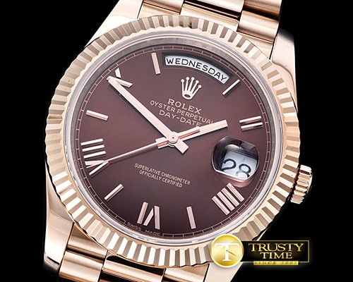 롤렉스 DayDate 40mm Flt RG/RG Brown Roman Noob A3255 Mod -RDD0208B