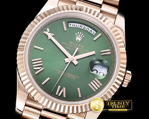 롤렉스 DayDate 40mm Flt RG/RG Green Roman Noob A3255 Mod -RDD0208C