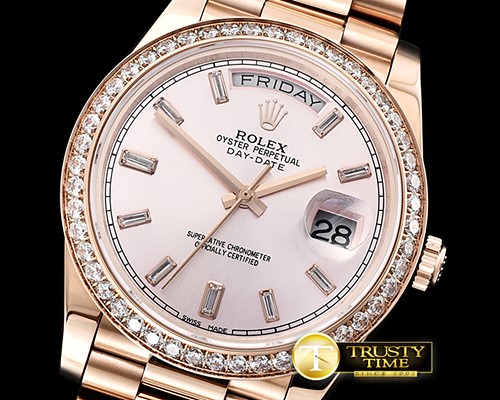 롤렉스 DayDate 40mm Diam RG/RG Rose Gold Baug. Diam BP A2836 -RDD0210B