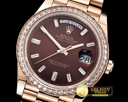 롤렉스 DayDate 40mm Diam RG/RG Brown Baug. Diam BP A2836 -RDD0210C