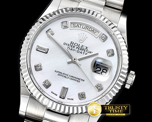 롤렉스 DayDate 36mm Flt SS/SS White MOP Diam BP Swiss 2836 -RDD0214A