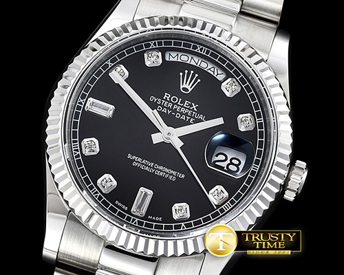 롤렉스 DayDate 36mm Flt SS/SS Black Diam BP Swiss 2836 -RDD0215A