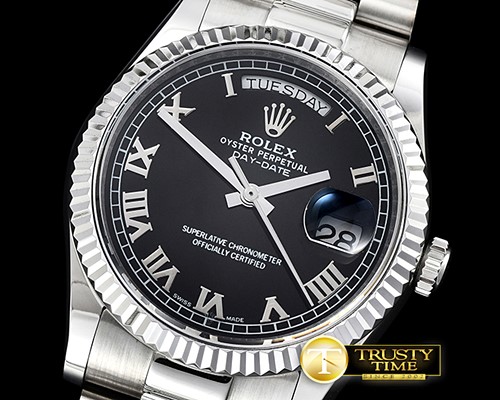 롤렉스 DayDate 36mm Flt SS/SS Black Roman Num BP Swiss 2836 -RDD0215C