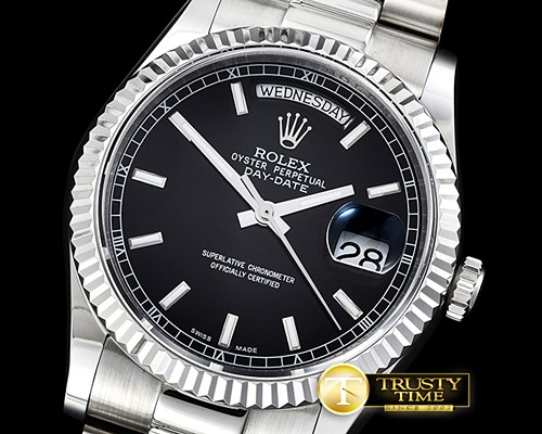 롤렉스 DayDate 36mm Flt SS/SS Black Stick BP Swiss 2836 -RDD0215D
