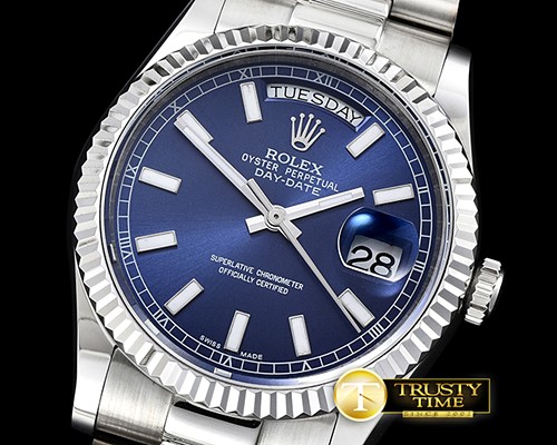 롤렉스 DayDate 36mm Flt SS/SS Blue Stick BP Swiss 2836 -RDD0215E