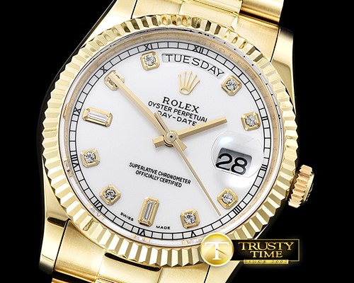 롤렉스 DayDate 36mm Flt YG/YG White Diam BP Swiss 2836 -RDD0217A
