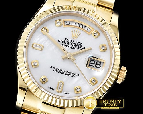 롤렉스 DayDate 36mm Flt YG/YG White MOP Diam BP Swiss 2836 -RDD0217E