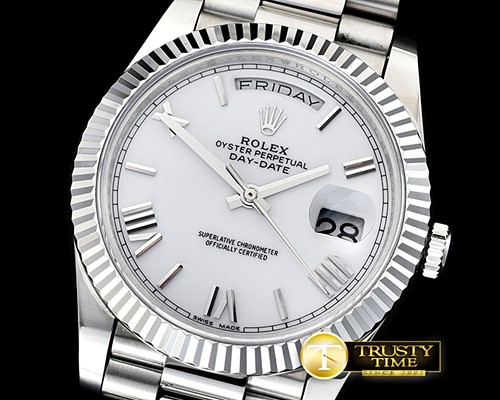 롤렉스 DayDate 40mm Flt SS/SS Pearl Wht Roman BP Swiss 2836 -RDD0218B