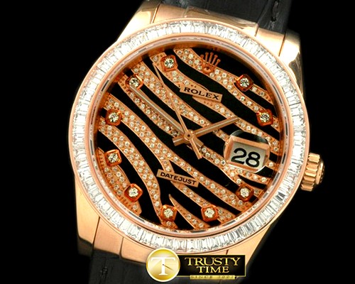 롤렉스 Royal Black RG/Sq Cut Diam/LE Swiss Eta 28362 -RDJ0198