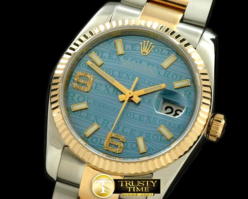 롤렉스 SS/YG TT Blue Swiss Eta 2836/3135Real Diamond -RDJ0205C