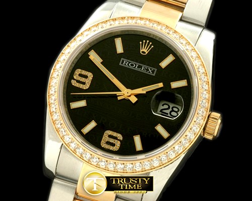롤렉스 SS/YG TT Black Swiss Eta 2836/3135Real Diamond -RDJ0209C