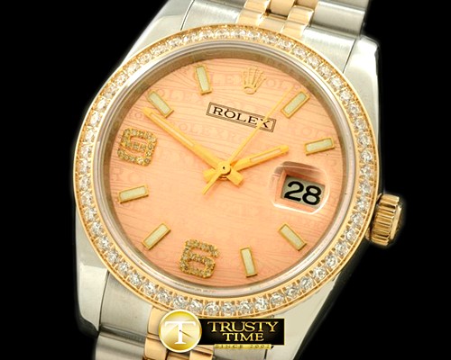 롤렉스 SS/YG TT Salmon Asian 2813Real Diamond -RDJ0214G